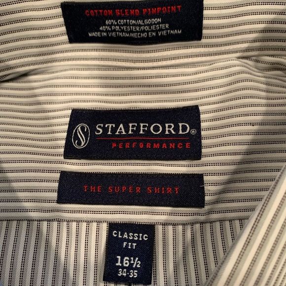 NWT Lot of 2 Stafford Performance LS shirt 
Classic Fit size 16 1//2 x 34/35 - Picture 3 of 6